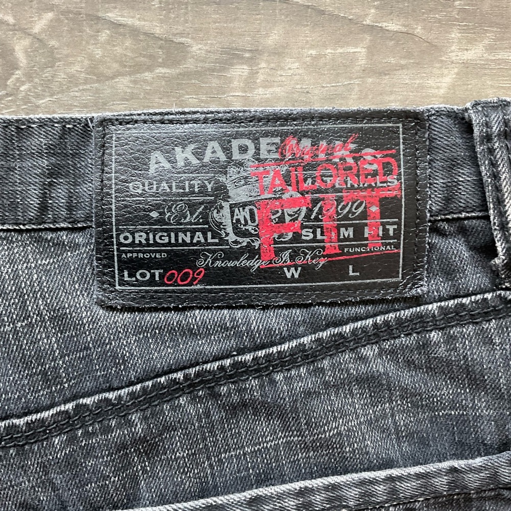 38x34 Akademiks Tailored Fit Jeans Men’s Washed Black Denim Embroidered Pockets - Picture 12 of 12